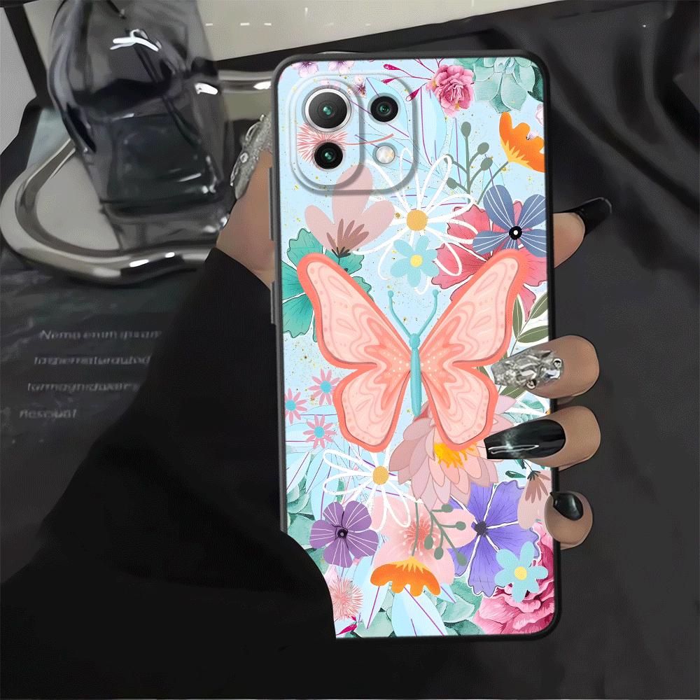 Cartoon Butterfly Flower Funda Phone Cover Case for Xiaomi Mi 13 Lite 11T 12 10T 12X 11 14 12T Pro