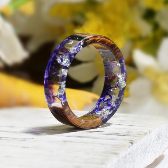 Acheter Bague créative en bois pour femmes, fleur séchée