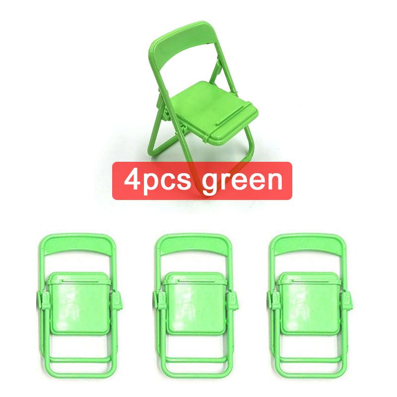 4pcs Mini Folding Chair Plastic Mobile Phone Holder Macaron Color Desktop Decoration Cute Portable Bench Mini Toys Support TMZ