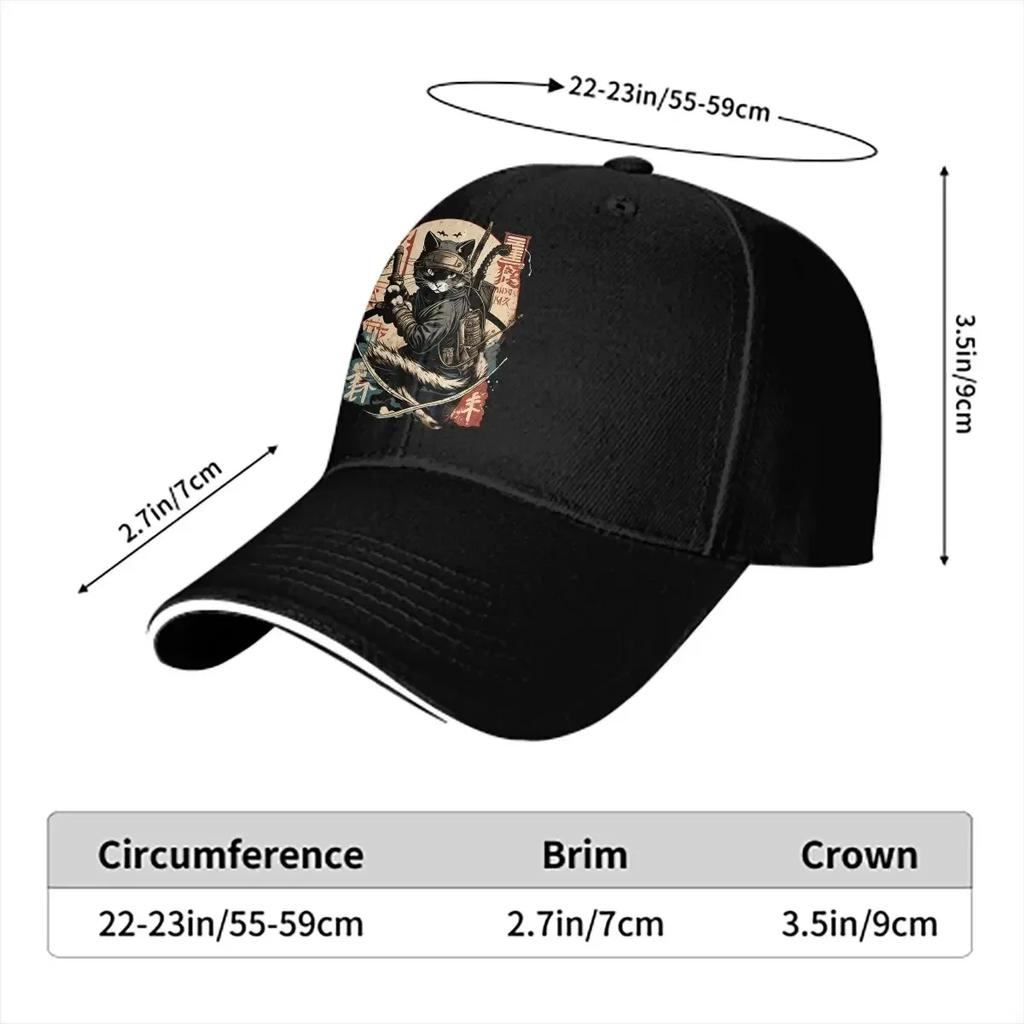 Summer Cap Sun Visor Cat Samurai Classic Hip Hop Caps Meme Adjustable Cowboy Hat Peaked Hats