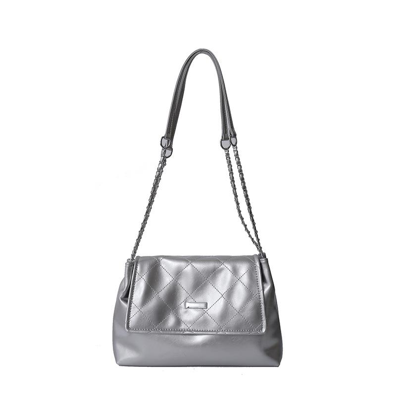 

Цепочная сумка большой вместимости, сумка для поездок, новая модная универсальная повседневная наплечная сумка серебряный