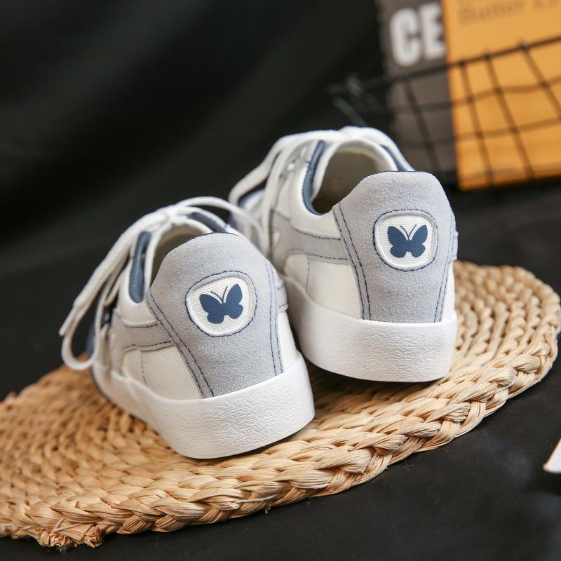 Triple Canvas Korean Style Casual White Sneakers for Female Students - WDSW-90001