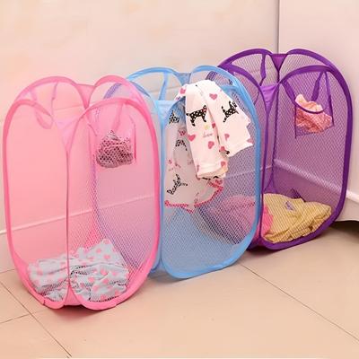 Large Foldable Dirty Clothes Basket Fine Mesh Storage Basket for Home Organization