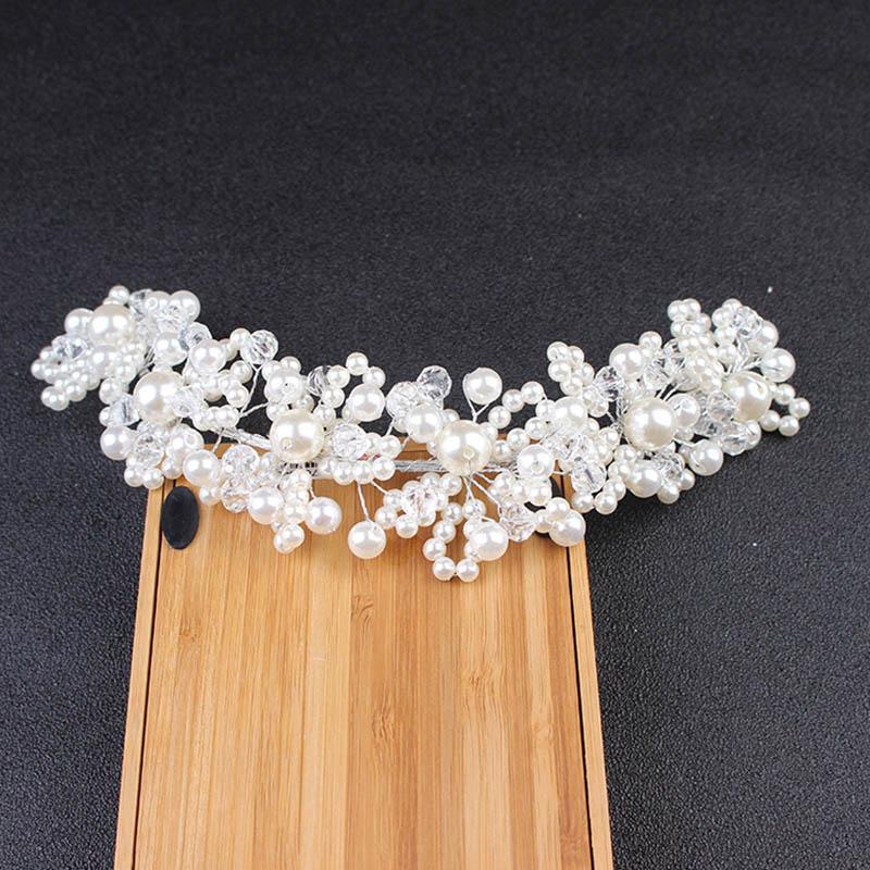 Bridal Wedding Headband Crystal Flower Tiara Crown Pearl Rhinestone Hair Band