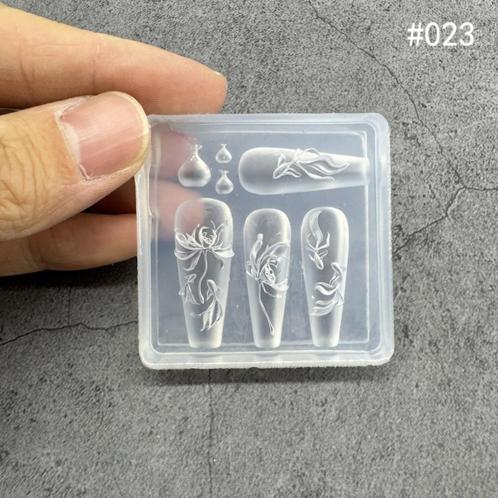 With Box Nailart Mold Transparent Silicone Template New Nail Art Template  Nail Decoration