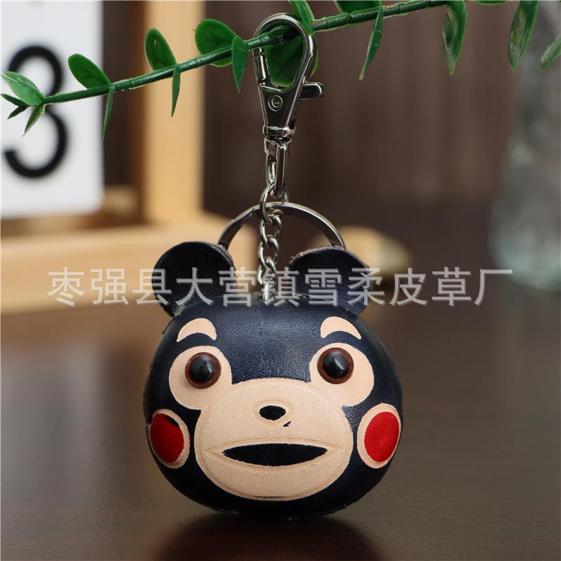 First Layer Cowhide Kumamon Bear Pendant, Bag Pendant Accessories, Car Keychain Accessories, Cartoon Cute Birthday Gifts