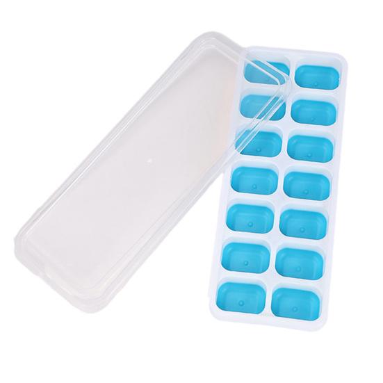 Silicone Ice Cube Tray with Lid BPA-free Ice Mold for Freezer One-Click Release Large Capacity Ice Maker for Home Bar Kitchen