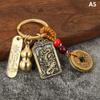 Chinese Style Zodiac Brass Gourd Five Emperors Money Keychain Metal Fengshui Pendant Couple Car Key Chain Gift