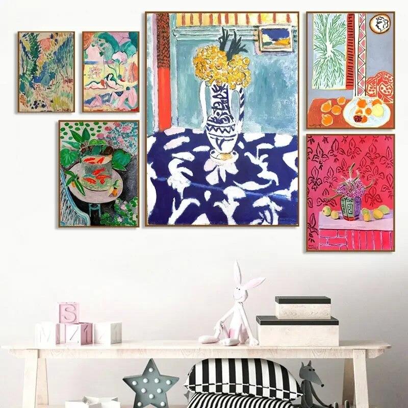 Matisse Retro-Poster und Drucke, abstrakte Landschaft, Wandkunst, Vintage-Leinwandgemälde, Wandbilder für Wohnzimmer, Heimdekoration