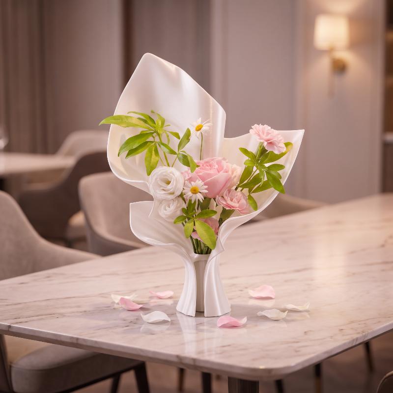3D Printed Minimalist Nordic Flower Vase Irregular Creative Desktop Ornament for Office Desk Home Living Room Decor