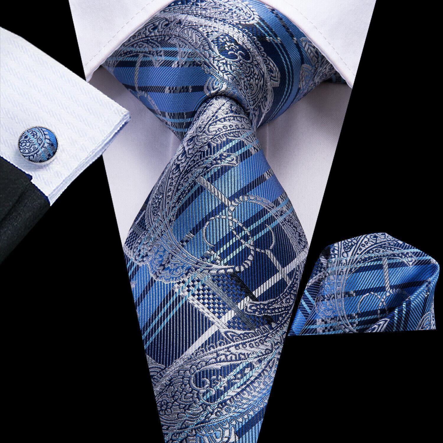 

Чоловіча шовкова краватка Hi-Tie із синьою шотландкою і жаккардом. N-3261