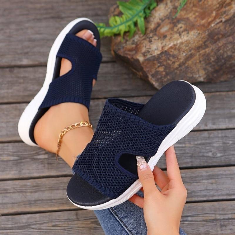 Women Thick Sole Mesh Hollow Breathable Wedge Mule Slides