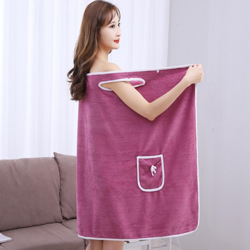 Women Coral Fleece Bathrobe Absorbent Soft Quick Dry Adult Towel Gown for Shower Home Use Spa Relaxation Sleepwear