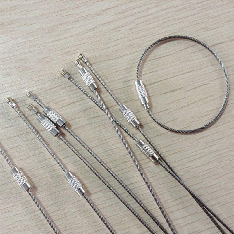 Wire Keychain Cable 5.91 Inch Stainless Steel for Key Ring Loop for Outdoor Hiking Luggage Tags
