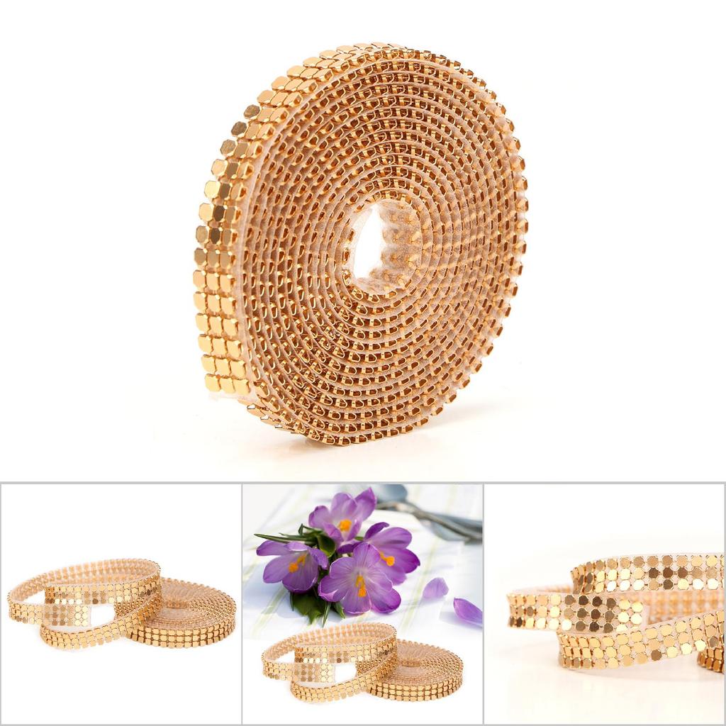 1.5m 3 Rows Hotfix Aluminum Mesh Rhinestones Ribbon Sewing Strass Trim Clothing Accessories