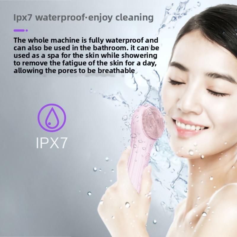 Sound Facial Cleansing Brush Waterproof Silicone Skin Care Massager with 3D Vibration For Deep Hole Cleansing