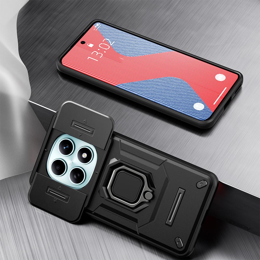 KEYSION Shockproof Case for Xiaomi Redmi Note 15 Pro+ 5G Slide Camera Protection Metal Ring Stand Phone Cover for Redmi Note 15 4G 5G