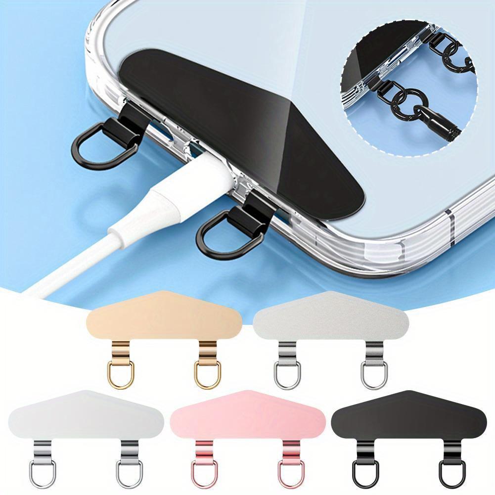 Mobile Phone Lanyard Fixed Thin Back Patch Stainless Steel Clip Double Ear Metal Gasket Anti-loss Phone Hanging Rope Connection Piece