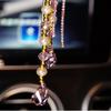New Bowknot Car Pendant Cute Crystal Tassels Chain Rearview Mirror Ornament Pearl Rhinestone Car Accessories