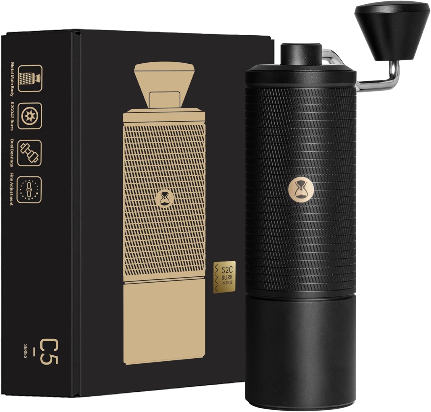 

TIMEMORE Kuriko C5 ESP Hand Coffee Patented Precision Easy to Coffee Grinder for Home Use Grinder, Manual, All-Metal, S2C-042-III Mortar, 0.015mm
