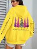 Women's Festive Leopard Print Tree Hoodie with Pockets