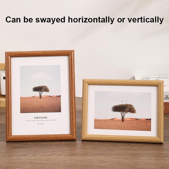 Photo Frame Rectangular Picture Frame for Wall Mounting or Tabletop Display Standing Desktop Wood Photo Frame with Clear Cover