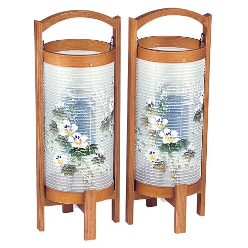 Buddhist Altar Shop Takita Shoten Bon Festival Lantern, Rotating Lantern, Miyabi No. 5 "Kitayama" 6625 (Pair) Height 34cm x Width 14cm Standing La