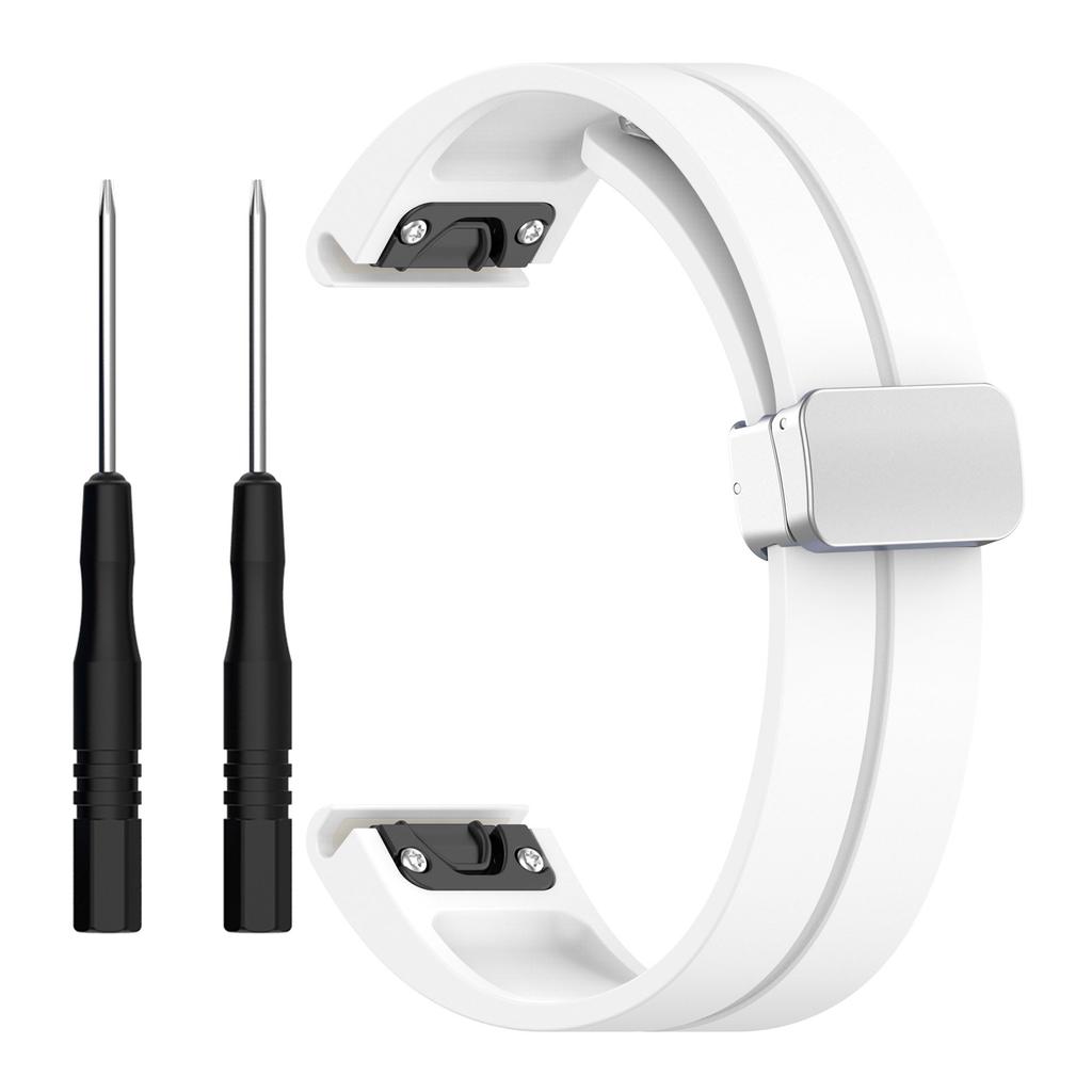 For Garmin Fenix 7S/6S Pro/5S Plus/Instinct 2S Silicone Watch Bands Silver Buckle 20mm Magnetic Strap