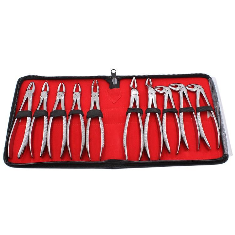 10pcs  Adults Stainless Steel Dental Extraction Forceps Pliers Kit Dental Surgical Tooth Extraction Forcep Pliers Kit