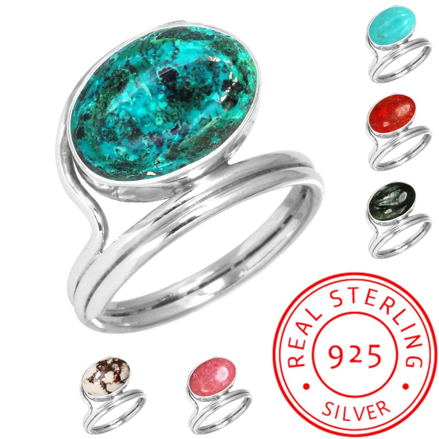 

Срібне кільце 925 проби, жіноче, з дорогоцінного каменю, ручної роботи, ювелірні вироби, подарунок на День подяки, смітсоніт, губка, корал, серафініт, шаттукіт, туліт, дикий кінь 12.5