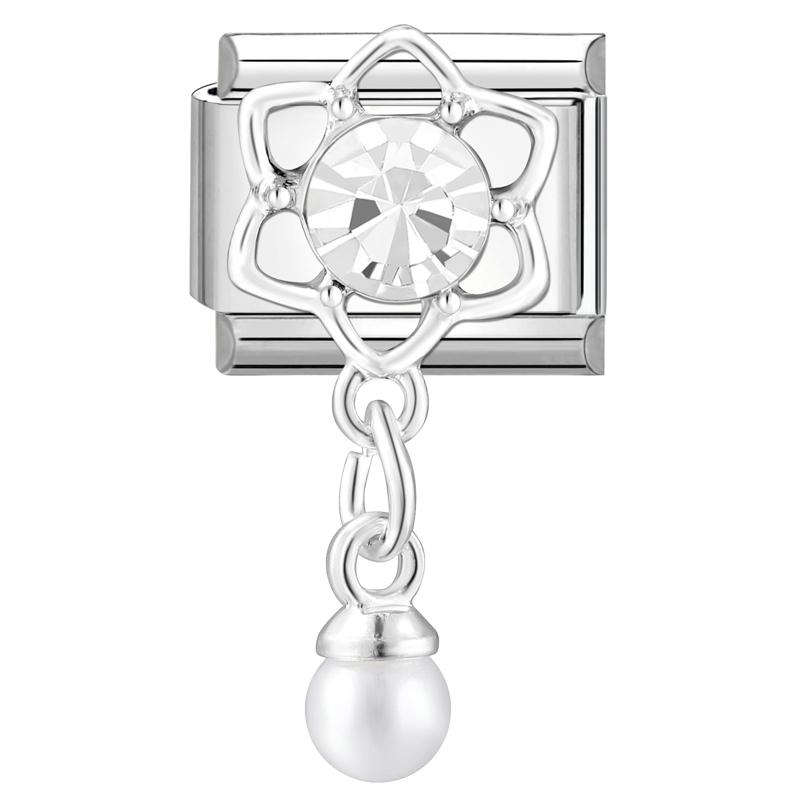 Zircone Brillante Farfalla Fiocco Cuore Link Charm Italiani Adatti per Bracciale in Acciaio Inossidabile da 9mm Gioielli da Donna Fai da Te Creazione Regali