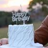 New Alloy Rhinestone Golden Silver Happy Birthday Love Cake Topper for Birthday Wedding Party Cake Decoration Supplies
