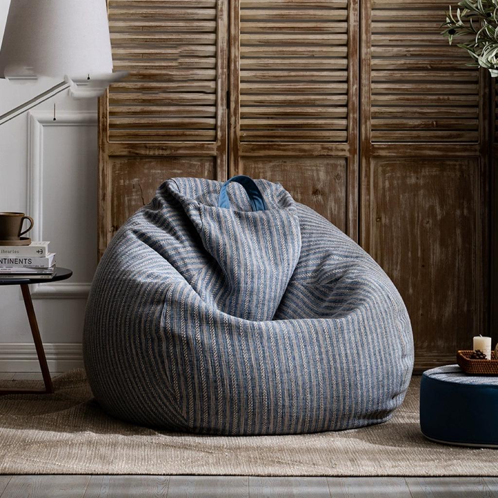 Cotton Linen Striped Washable Bean Bag Sofa for Living Room