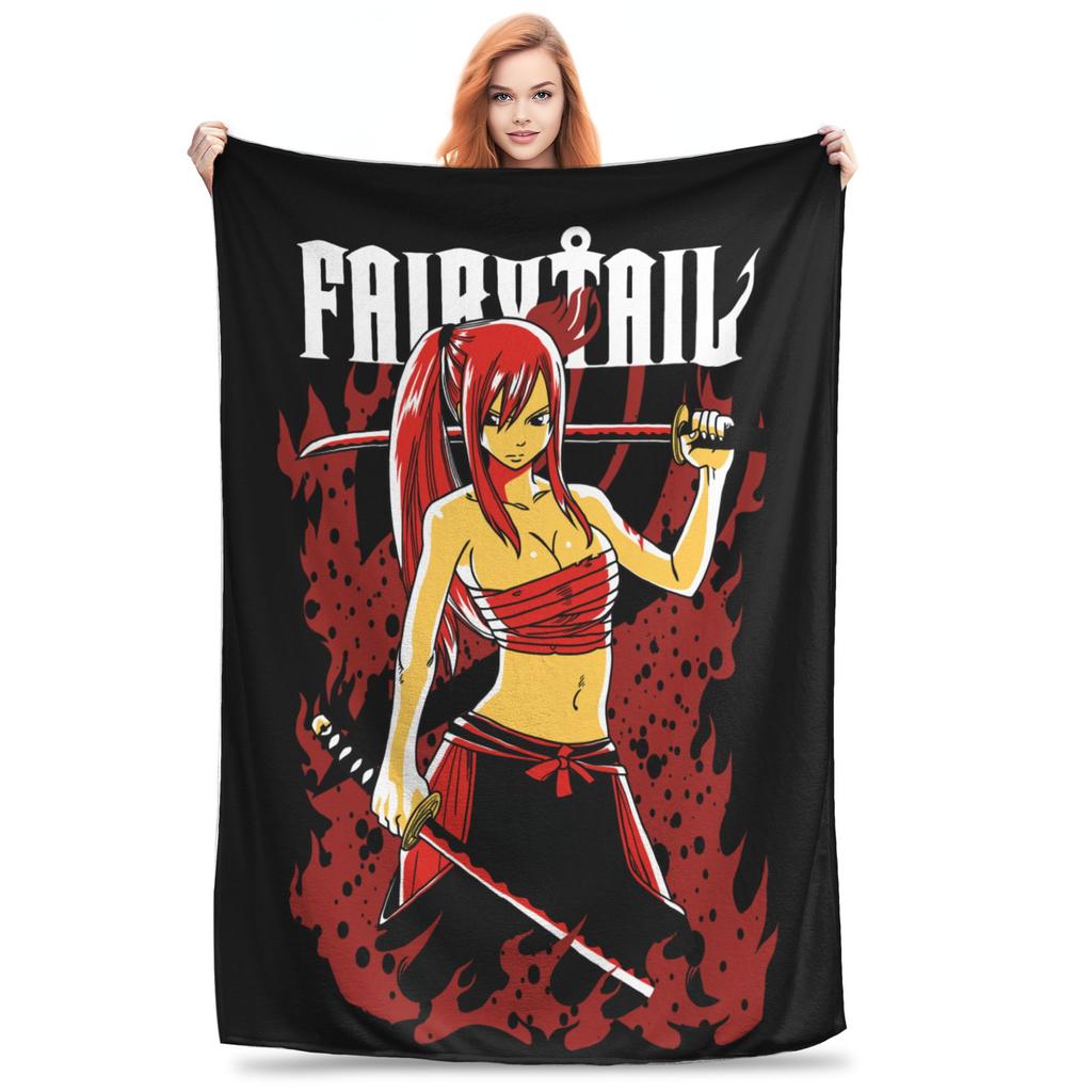 Fairy Tail Knitted Blanket Flannel  Super Soft Throw Blankets for Outdoor Travel Bedspread