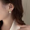 Vintage Cross Pearl Earrings Minimalist Elegant Studs Luxury High-End Jewelry for Women