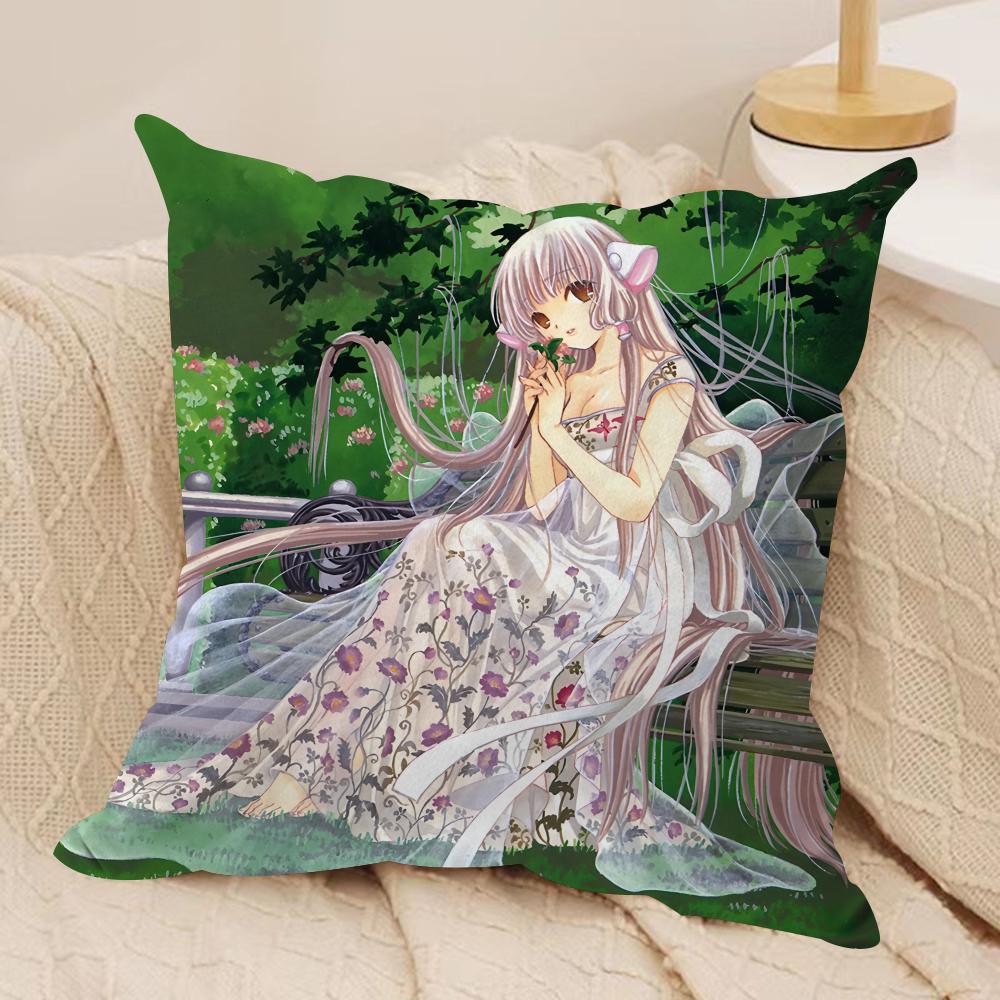 CChobits Anime cute Cushion Cover Silky Short Plush Invisible Zipper Dustproof Sofa Pillow Case for Home Decor