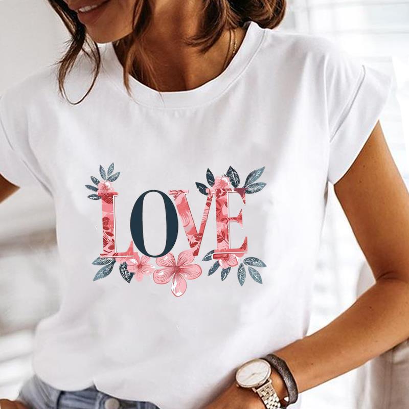 

(Asian Size) style watercolor cute Clothing Casual T Shirt Fashion Women Tee Top Printed Lady Female Graphic Short Sleeve T-shirts L