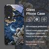 Moon Cherry Blossom Pattern Scenery Tempered Glass Phone Case for Huawei Nova 13 12 11 10 SE Mate 70 60 Pro Plus P60 P40 Covers