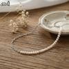EFFIE QUEEN 925 Sterling Silver Elegant 14K Gold Natural Freshwater Pearls Choker Necklace Paperclip Chain Strand Present GPN13