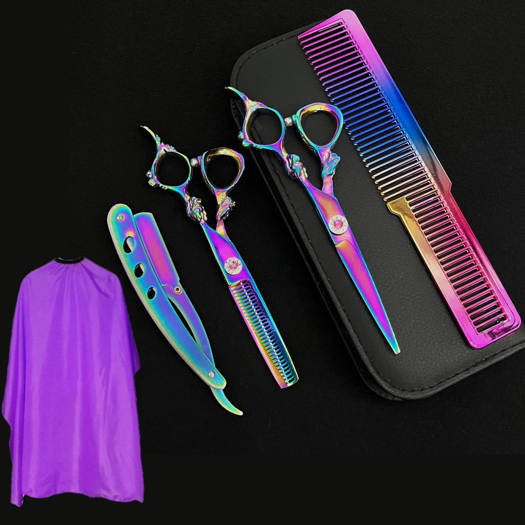 Colorful Styling Professional Barber Scissors Kit Handcrafted Hair Scissors Kit Thinning Scissors Hairdressing Scissors Set