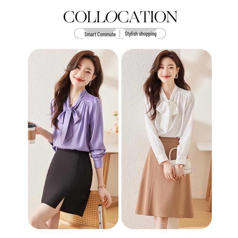 Women's Chiffon Bow Long-Sleeved Shirt