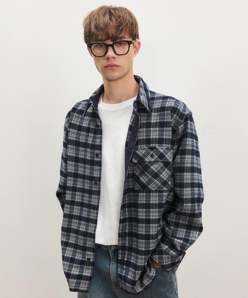 CITYBREEZE Check Pocket Shirt_Navy