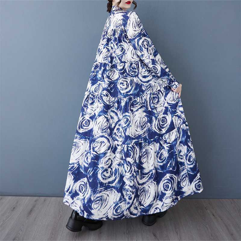 Women's Loose and Fashionable Long Sleeved Mid Length Dress