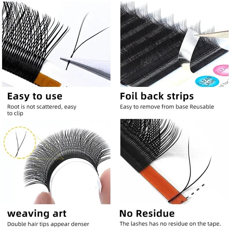 Yelix Y Eyelashes Extension 7-17mm Soft Brazilian Cilia and LU Curl Two Tip Volume Fan Lash Extension Supplies Faux Cils YY Lash