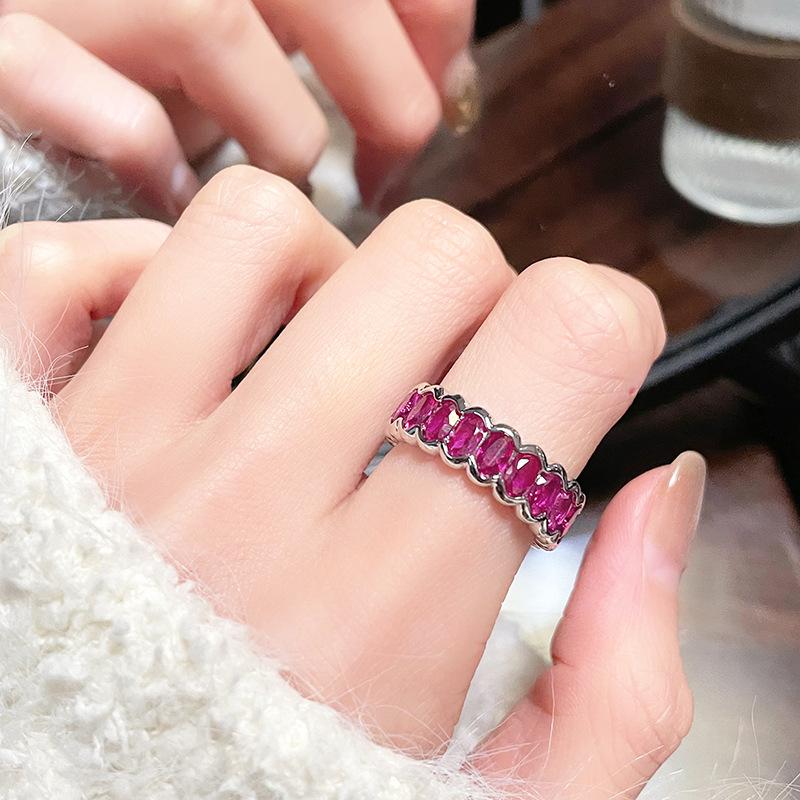 

2025 Новые Шармы Серебро 925 пробы Регулируемое Открывающееся Кольцо Сапфировые Цветы Женские Украшения Свадебный Юбилейный Подарок Свадьба Opening adjustable