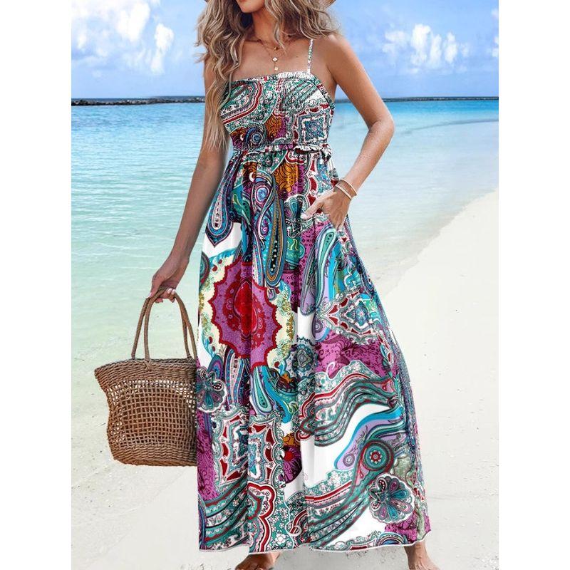2025 New Summer Simple and Stylish Sling Tube Top Print Women's clothing dress Women