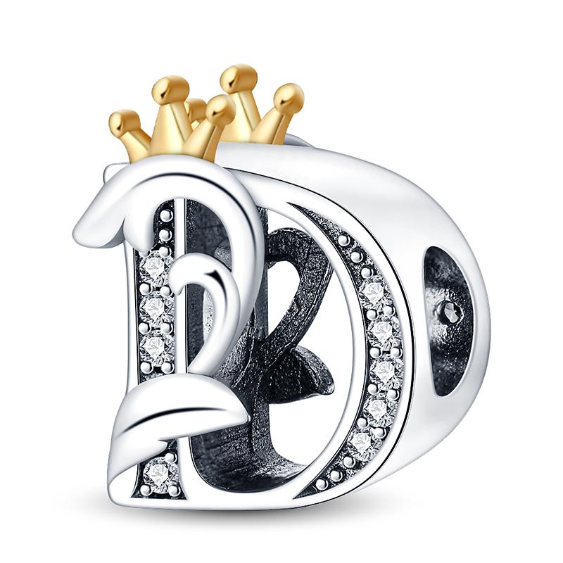Copper Original Crown 26 Letters Charm Beads Fits Bracelets Bangle Necklace For Women Luxury Diy Jewelry Fine Gifts