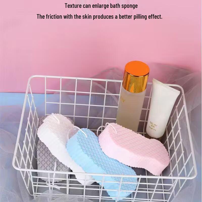 3D Baby Bath Sponge - Fish Scale Pattern, Gentle & Painless Back Scrubber for Sensitive Skin