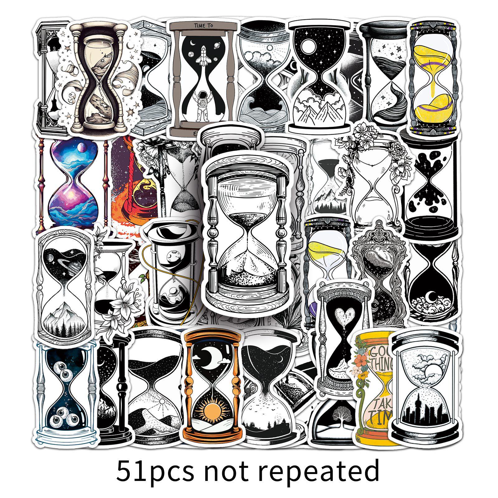 51 Cartoon Hourglass Stickers - Cool, Trendy, Waterproof for Journaling & Decoration