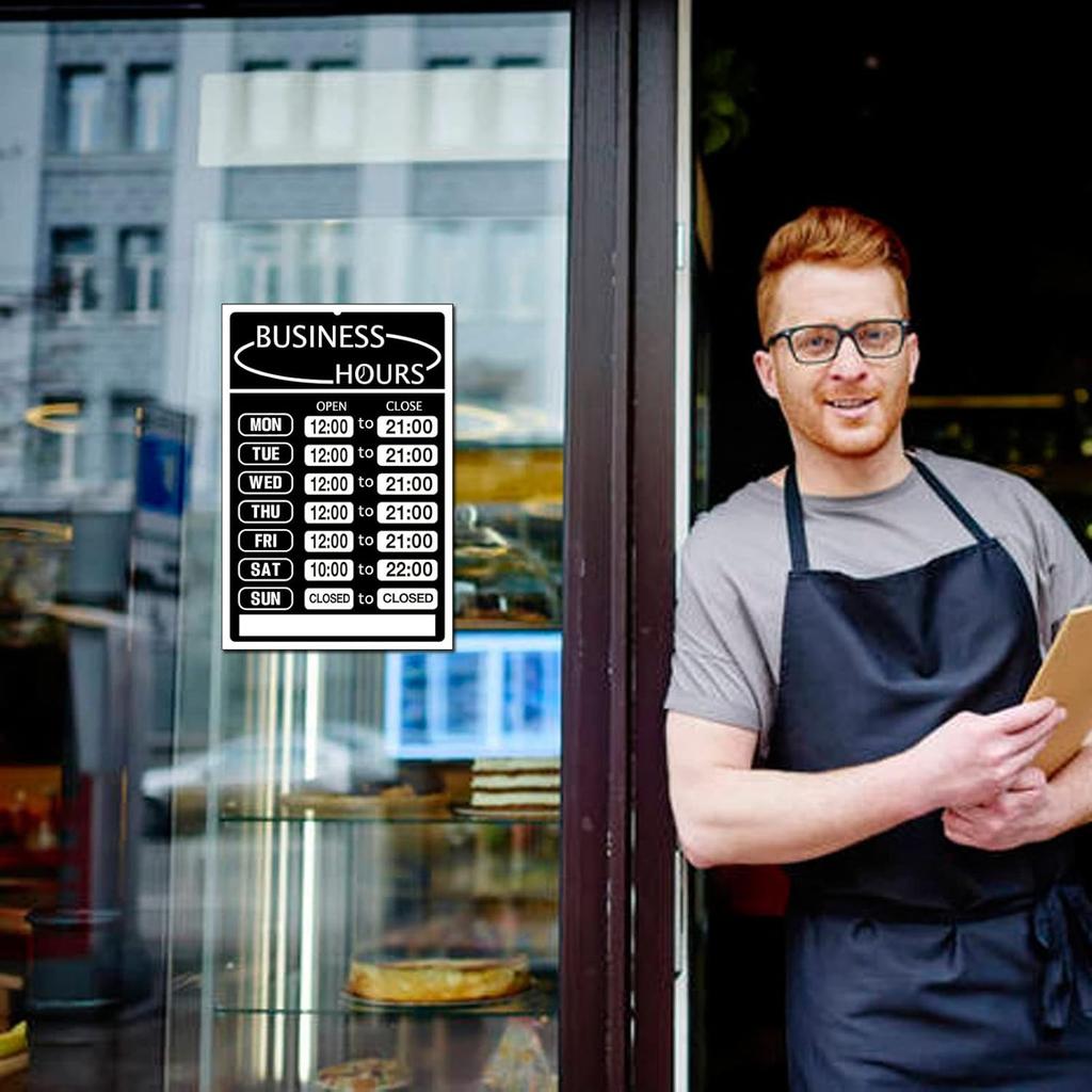 Opening Hours Sign,Business Hours Indicator,Store Hours Plaque,Hours of Operation Door Supplies for Business, Changeable Store Time Mark with